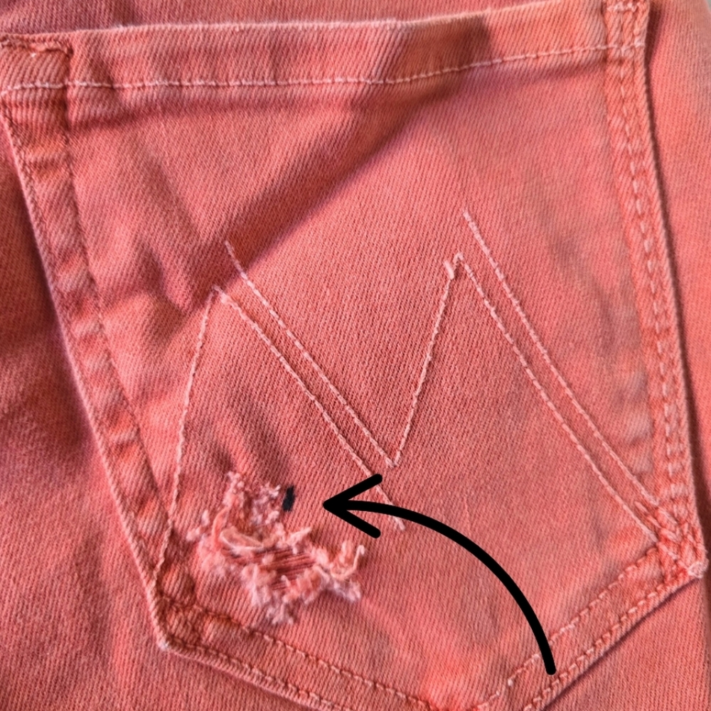 MOTHER The Looker Zip Fray Blow Out Orange Jeans Pants Distressed 26 Skinny - Picture 11 of 11